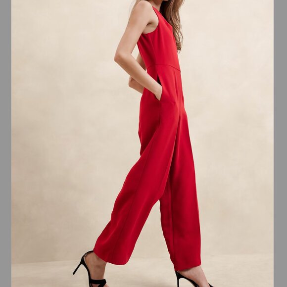 Elegant Red Jumpsuit - Picture 3 of 5